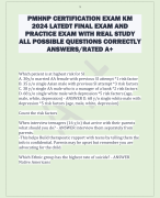 PMHNP CERTIFICATION EXAM KM  2024 LATEDT FINAL EXAM AND  PRACTICE EXAM WITH REAL STUDY  ALL POSSIBLE QUESTIONS CORRECTLY  ANSWERS/RATED A+ 