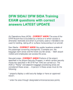 DFW SIDA// DFW SIDA Training EXAM questions with correct  answers LATEST UPDATE 