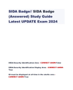SIDA Badge// SIDA Badge (Answered) Study Guide  Latest UPDATE Exam 2024