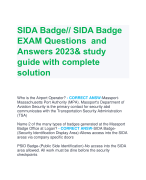 SIDA Badge// SIDA Badge  EXAM Questions and  Answers 2023& study  guide with complete  solution