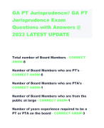 GA PT Jurisprudence// GA PT  Jurisprudence Exam  Questions with Answers @  2023 LATEST UPDATE