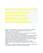 GA PT Jurisprudence// GA  Jurisprudence Exam  QUESTIONS AND  ANSWERS LATEST  UPDATE |GRADED A+