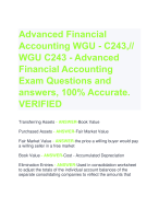 Advanced Financial  Accounting WGU - C243,// WGU C243 - Advanced  Financial Accounting Exam Questions and  answers, 100% Accurate.  VERIFIED