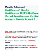 Mendix Advanced  Certification// Mendix  Certification 2023/ 2024 Exam  |Actual Questions and Verified  Answers| Already Graded A