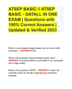 ATSEP BASIC // ATSEP  BASIC - DATALL IN ONE  EXAM | Questions with  100% Correct Answers |  Updated & Verified 2023