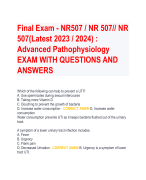 Final Exam - NR507 / NR 507// NR  507(Latest 2023 / 2024) :  Advanced Pathophysiology  EXAM WITH QUESTIONS AND  ANSWERS
