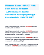 Midterm Exam - NR507 / NR  507// NR507 Midterm (Latest 2023 / 2024) :  Advanced Pathophysiology – Chamberlain UNIVERSITY