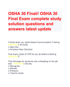 OSHA 30 Final// OSHA 30  Final Exam complete study  solution questions and  answers latest update