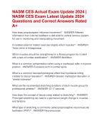 NASM CES Actual Exam Update 2024 |  NASM CES Exam Latest Update 2024  Questions and Correct Answers Rated  A+ | Verified NASM CES Exam  2024 Quiz with Accurate Solutions Aranking Alllpass