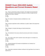 CEA201 Exam 2024-2025 Update  Questions and Correct Answers Rated  A+ | Verified CEA 2021  Actual Exam Update 2024 Quiz with Accurate Solutions Aranking Allpass 