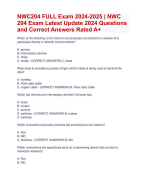 NWC204 FULL Exam 2024-2025 | NWC  204 Exam Latest Update 2024 Questions  and Correct Answers Rated A+ | Verified NWC  204 Actual Exam Update  2024 Quiz with Accurate Solutions Aranking Allpass 