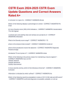 CSTR Exam 2024-2025 CSTR Exam  Update Questions and Correct Answers  Rated A+ | Verified CSTR Actual Exam Update 2024 Quiz with Accurate Solutions Aranking  Allpass 