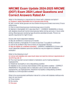 NRCME Exam Update 2024-2025 NRCME  (DOT) Exam 2024 Latest Questions and  Correct Answers Rated A+ | Verified NRCME Exam, NRCME  (DOT) Exam 2024 Quiz with Accurate Solutions Aranking Allpass