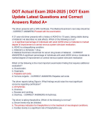 DOT Actual Exam 2024-2025 | DOT Exam  Update Latest Questions and Correct  Answers Rated A+ | Verified DOT Exam Update 2024 Quiz with Accurate Solutions Aranking Allpass 
