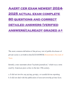 Aaert cer exam newest 2024- 2025 actual exam complete 80 questions and correct detailed answers (verified answers)|already graded a+