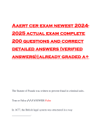 Aaert cer exam newest 2024- 2025 actual exam complete 200 questions and correct detailed answers (verified answers)|already graded a+