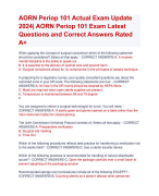 AORN Periop 101 Actual Exam Update 2024| AORN Periop 101 Exam Latest  Questions and Correct Answers Rated  A+ | Verified AORN Periop 101 Actual Exam Update 2024 Quiz with Accurate Solutions Aranking Allpass