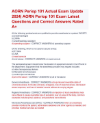 AORN Periop 101 A Exam Update Latest 2024| AORN Periop 101 Exam Questions and Correct Answers Rated  A+ | Verified AORN Periop 101 Actual Exam Update 2024 Quiz Aranking AllpassQuiz with Accurate Solutions Aranking Allpass 