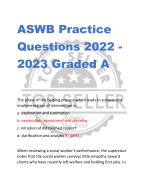 ASWB Practice  Questions 2022 - 2023 Graded A