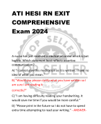 ATI HESI RN EXIT COMPREHENSIVE  Exam 2024 A nurse has 