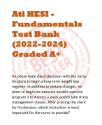 Ati HESI -  Fundamentals  Test Bank  (2022-2024)  Graded A+ 