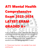 ATI Mental Health  Comprehensive  Exam 2023-2024  LATEST EXAM  GRADED A+