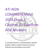 ATI NGN  COMPREHENSIVE  2024 Exam 3 - Chapter 27 Question  And Answers 