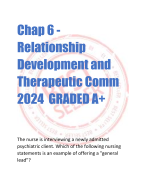 Chap 6 - Relationship  Development and  Therapeutic Comm 2024 GRADED A+