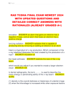RAD TCDHA FINAL EXAM NEWEST 2024  WITH UPDATED QUESTIONS AND  DETAILED CORRECT ANSWERS WITH  RATIONALES (ALREADY GRADED A+)
