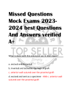 Missed Questions  Mock Exams 2023- 2024 best Questions  And Answers verified  A+