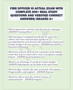 FIRE OFFICER III ACTUAL EXAM WITH  COMPLETE 300+ REAL STUDY  QUESTIONS AND VERIFIED CORRECT  ANSWERS/GRADED A+
