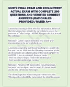 NU372 FINAL EXAM AND 2024 NEWEST  ACTUAL EXAM WITH COMPLETE 200  QUESTIONS AND VERIFIED CORRECT  ANSWERS (RATIONALES  PROVIDED)/RATED A++
