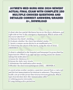 JAYMIE'S MED SURG HESI 2024 NEWEST  ACTUAL FINAL EXAM WITH COMPLETE 250  MULTIPLE CHOICES QUESTIONS AND  DETAILED CORRECT ANSWERS/GRADED  A+, DOWNLOAD