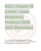 N311: Chapter 28  (Lewis) - Lower  Respiratory  Problems 2024- 2025 (Rationales)
