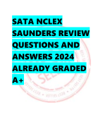SATA NCLEX  SAUNDERS REVIEW QUESTIONS AND  ANSWERS 2024  ALREADY GRADED  A+