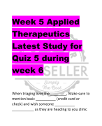 Week 5 Applied  Therapeutics  Latest Study for  Quiz 5 during  week 6