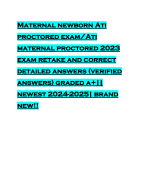 Maternal newborn Ati proctored exam/Ati maternal proctored 2023 exam retake and correct detailed answers (verified answers) graded a+|| newest 2024-2025| brand new!!