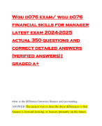 Wgu d076 exam/ wgu d076 financial skills for manager latest exam 2024-2025 actual 350 questions and correct detailed answers (verified answers)| graded a+