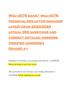 Wgu d076 exam/ wgu d076 financial skills for manager latest exam 2024-2025 actual 350 questions and correct detailed answers (verified answers)| Graded a+