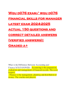 Wgu d076 exam/ wgu d076 financial skills for manager latest exam 2024-2025 actual 150 questions and correct detailed answers (verified answers)| Graded a+