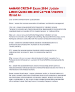 AAHAM CRCS-P Exam 2024 Update  Latest Questions and Correct Answers  Rated A+ | Verified AAHAM CRCS-P Exam Update 2024 Quiz with Accurate Solutions Aranking Allpass 