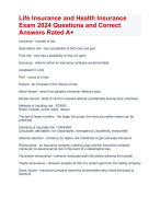 Life Insurance and Health Insurance Exam 2024 Questions and Correct  Answers Rated A+ | Verified Life Insurance and Health Insurance Exam 2024 Quiz with Accurate Solutions Aranking Allpass