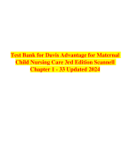 Test Bank for Davis Advantage for Maternal  Child Nursing Care 3rd Edition Scannell  Chapter 1 - 33 Updated 2024
