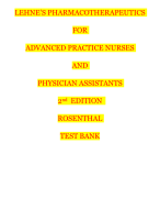LEHNE’S PHARMACOTHERAPEUTICS FOR ADVANCED PRACTICE NURSES  AND  PHYSICIAN ASSISTANTS 2nd EDITION ROSENTHAL TEST BANK 2024