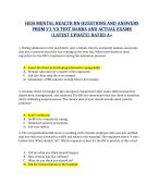 HESI MENTAL HEALTH RN QUESTIONS AND ANSWERS FROM V1-V3 TEST BANKS AND ACTUAL EXAMS (LATEST UPDATE) RATED A+