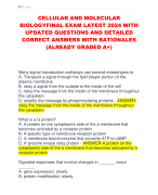 CELLULAR AND MOLECULAR  BIOLOGYFINAL EXAM LATEST 2024 WITH  UPDATED QUESTIONS AND DETAILED  CORRECT ANSWERS WITH RATIONALES  (ALREADY GRADED A+)