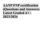 AANP FNP certification  (Questions and Answers)  Latest Graded A+ - 2023/2024