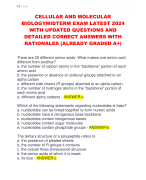 CELLULAR AND MOLECULAR  BIOLOGYMIDTERM EXAM LATEST 2024  WITH UPDATED QUESTIONS AND  DETAILED CORRECT ANSWERS WITH  RATIONALES (ALREADY GRADED A+)