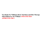 Test Bank for Williams Basic Nutrition and Diet Therapy 16th Edition by Nix William UPDATED 2023/2024  APPROVED 100%