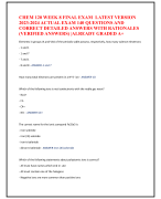 CHEM 120 WEEK 8 FINAL EXAM LATEST VERSION 2023-2024 ACTUAL EXAM 140 QUESTIONS AND  CORRECT DETAILED ANSWERS WITH RATIONALES  (VERIFIED ANSWERS) |ALREADY GRADED A+  Elements in groups IA and VIIA of the periodic table possess, respectively, how many valence elecetrons